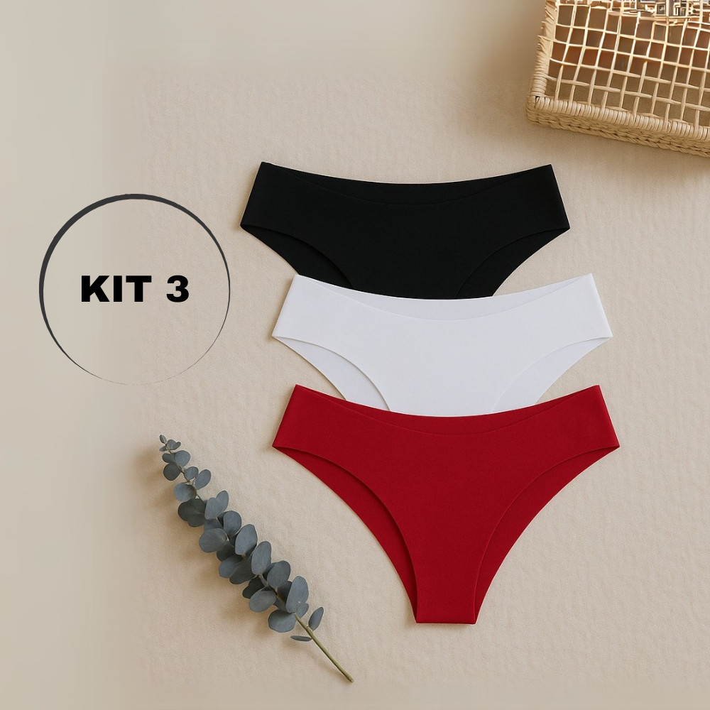 KIT 3 Calcinha Sem Costura Não Marca Corte a Laser Tanga Sem Custura Lingerie em Oferta na Shopee