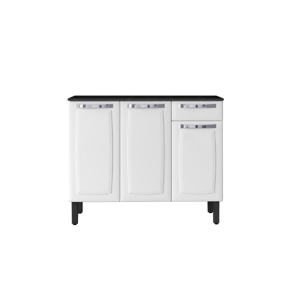 Balcão para Cozinha com 3 Portas e 1 Gaveta Itatiaia Rose de Aço 105cm Branco