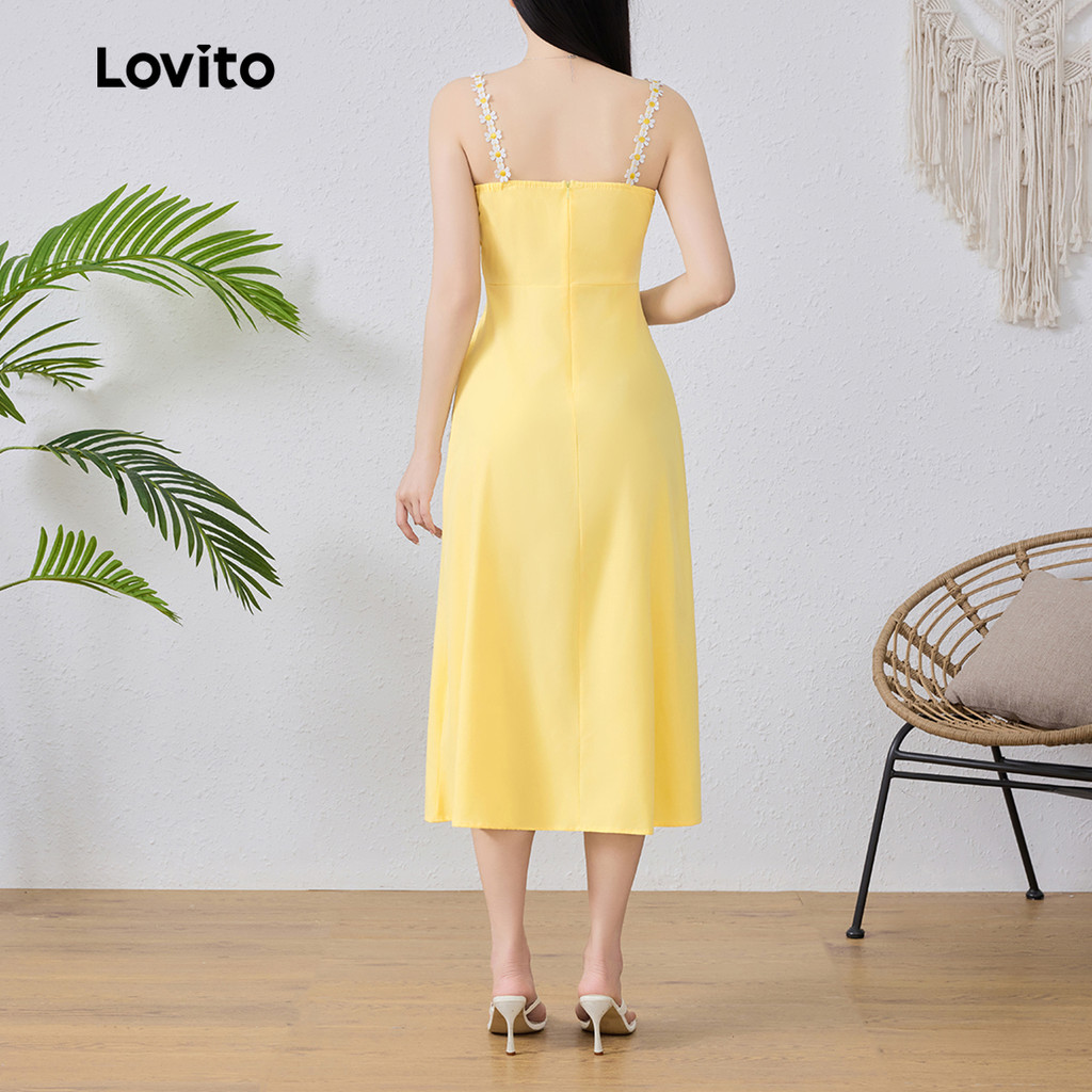 (Trendy) Lovito Vestido Boho liso dividido para mulheres L131ED319 - Women Clothes