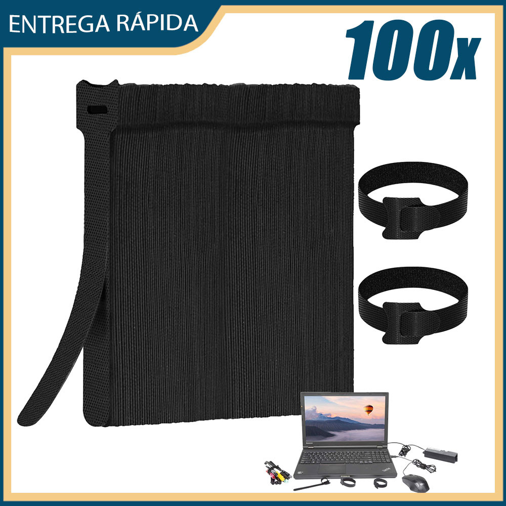 Abraçadeiras de Velcro pretas autoadesivas para armazenamento de cabos de dados de fio de Velcro arrumado @