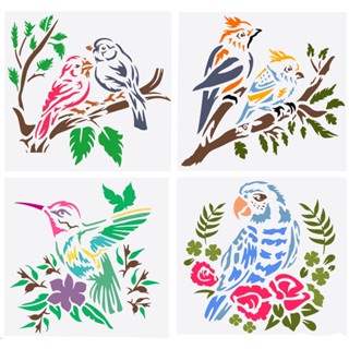 Kit 4 Moldes Pintura Passaro Ninho Beija Flor Silvestre  Stencil 15cm em Oferta na Shopee