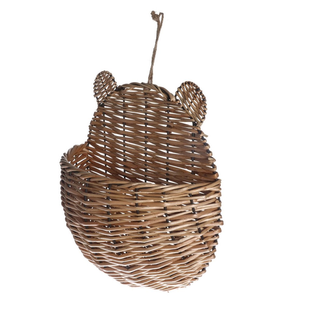 Detalhes do cesto organizador infantil 30cm de parede urso de palha fibra natural - Oikos
