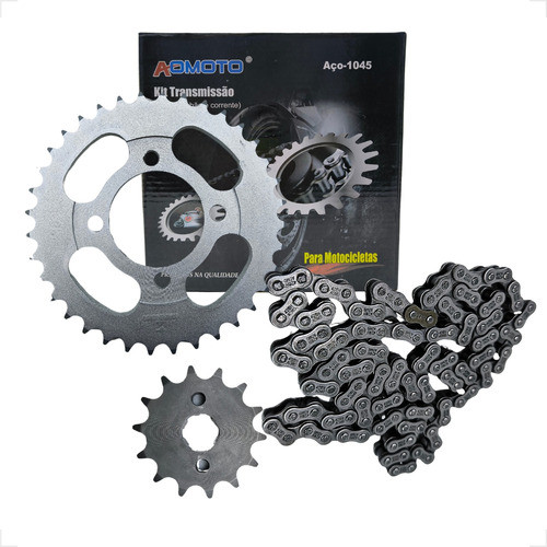 Kit Transmissão Relação Para Moto Sundown Web 100 Aço