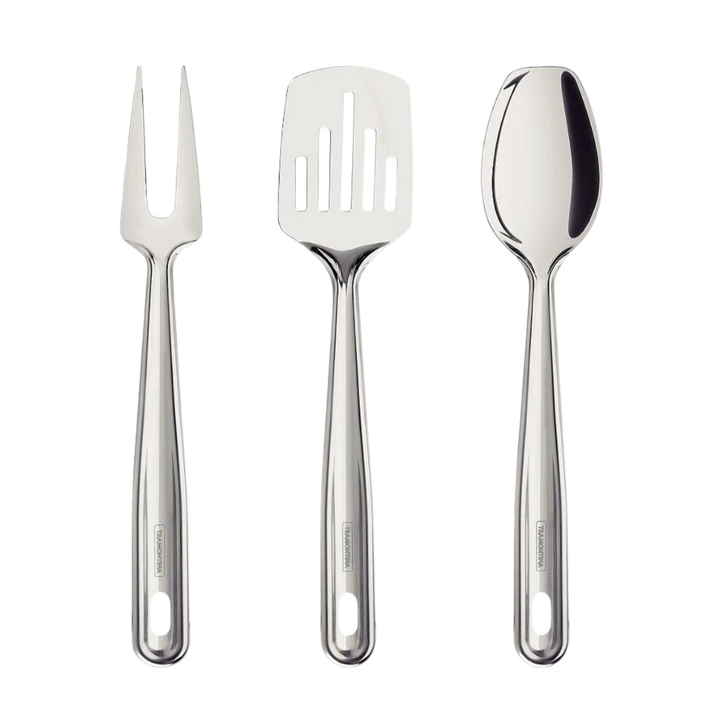 Jogo de Utensílios Extrata Aço Inox 3pçs Tramontina em Oferta na Shopee