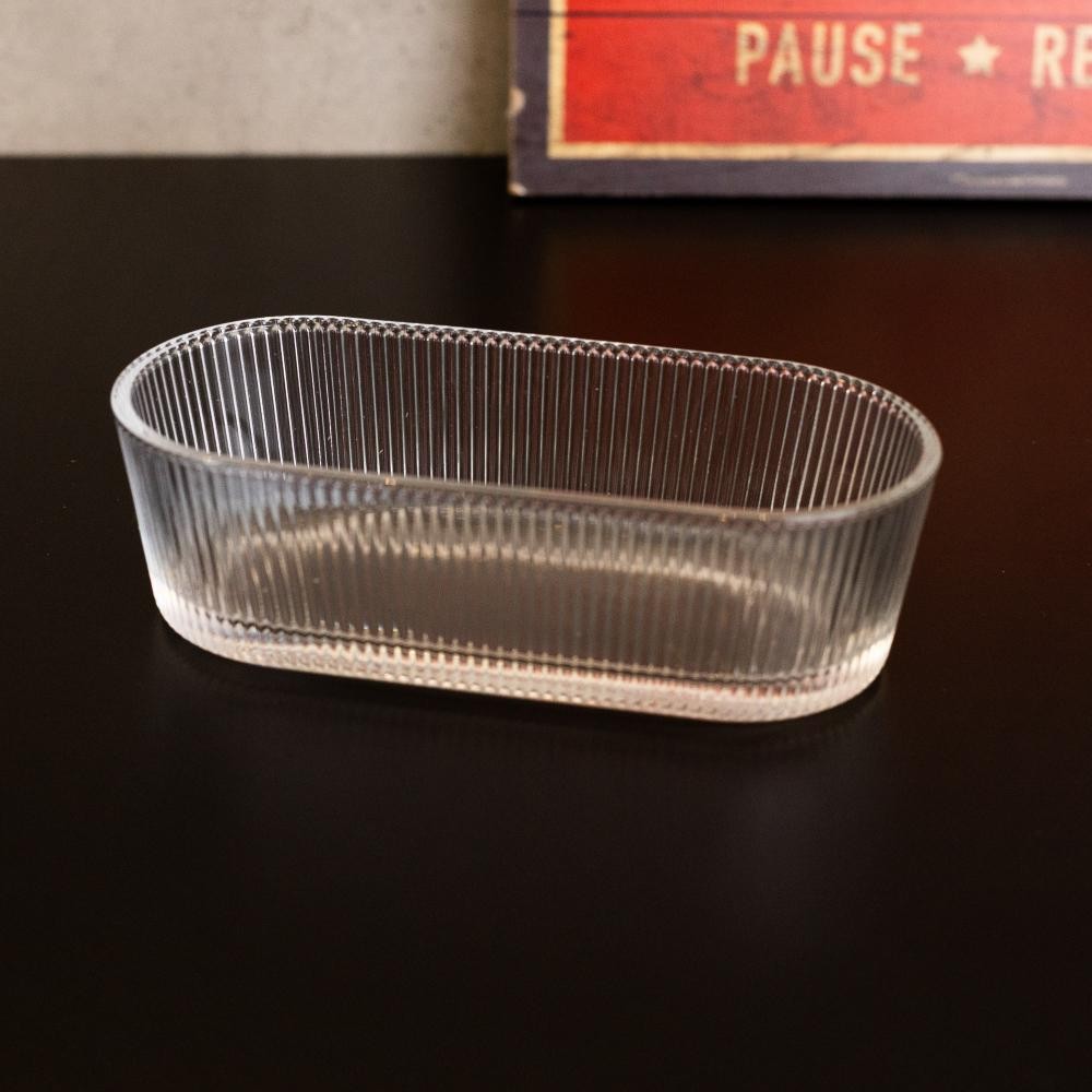 Petisqueira Oval Wolff Lines de Vidro 16,5cm x 7,5cm x 5cm - Home & Living