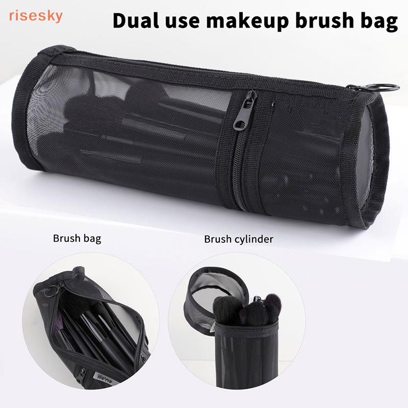 [risesky] Bolsa De Armazenamento De Pincel De Maquiagem De Dupla Utilização , Estojo Portátil Para , Simples , Grande Ca em Oferta na Shopee