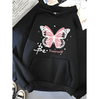 Moletom Canguru Borboleta Be Yourself Blusa De Frio Com Capuz Manga Longa Estampado Casual Unissex TOP em Oferta na Shopee