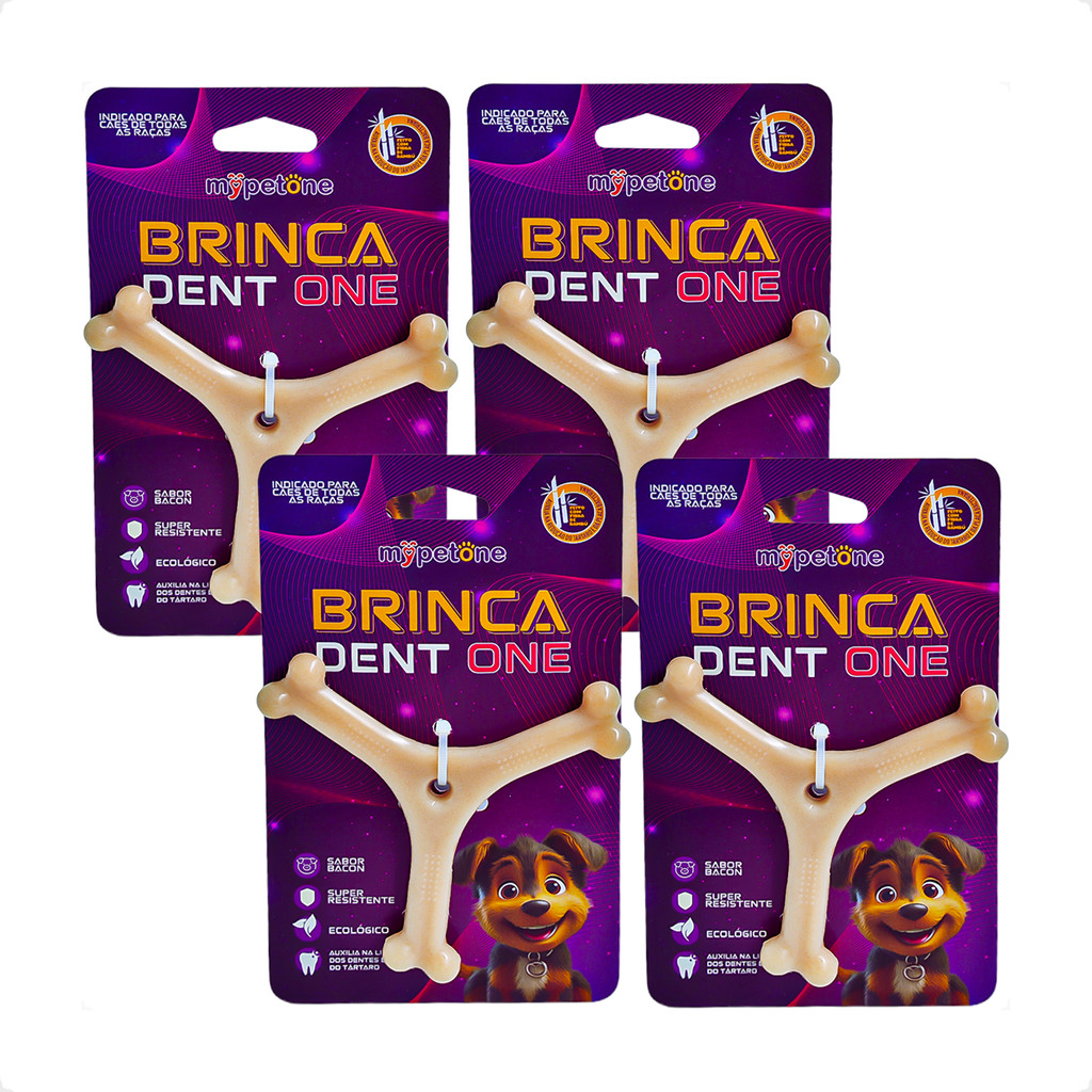 Kit 4 Brinquedo Osso Bamboo Brinca Dent One Sabor Bacon - Y - Pequeno em Oferta na Shopee