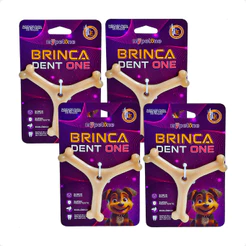 Kit 4 Brinquedo Osso Bamboo Brinca Dent One Sabor Bacon - Y - Pequeno