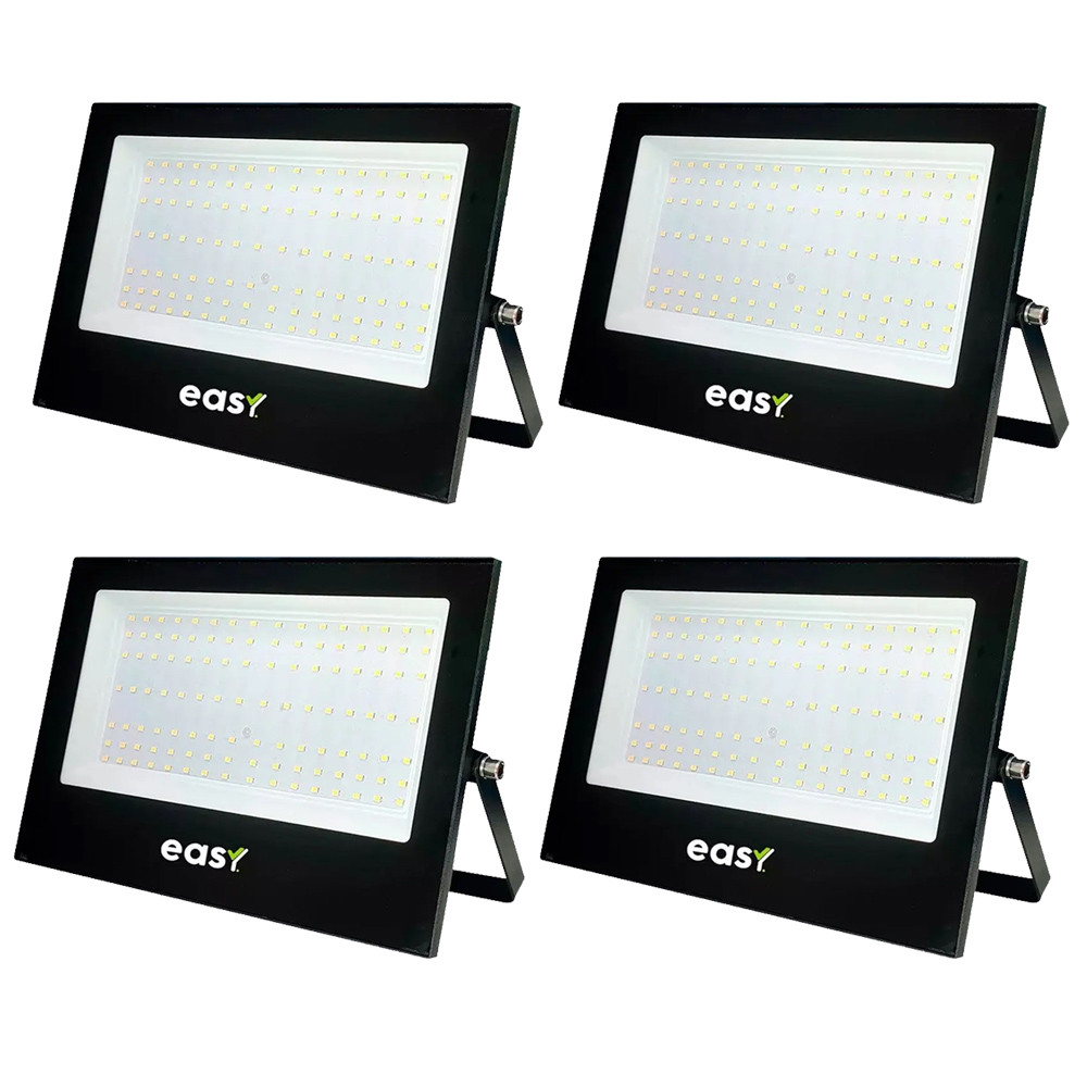 Kit 4 Refletor Iluminação Externa Led 200W Luz Branco Frio 6500K Bivolt 127/220v Easy em Oferta na Shopee