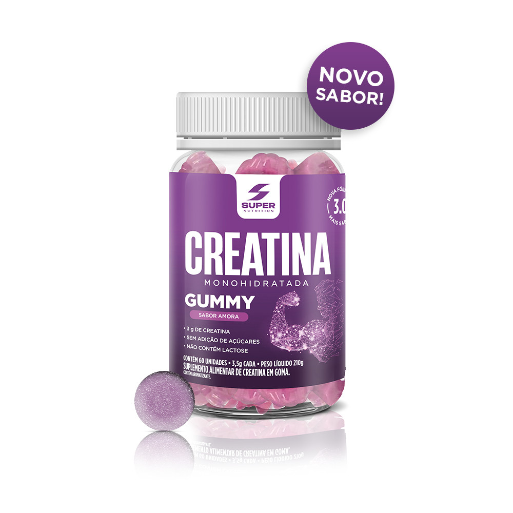 Super Gummy Creatina Sabor Amora (60 gomas) em Oferta na Shopee