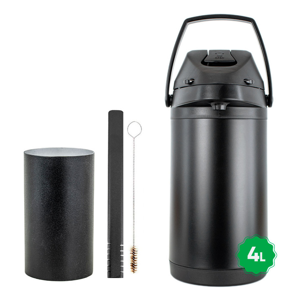 Kit Tereré Copo Bomba Preto Garrafa Térmica 4l Black Inox em Oferta na Shopee