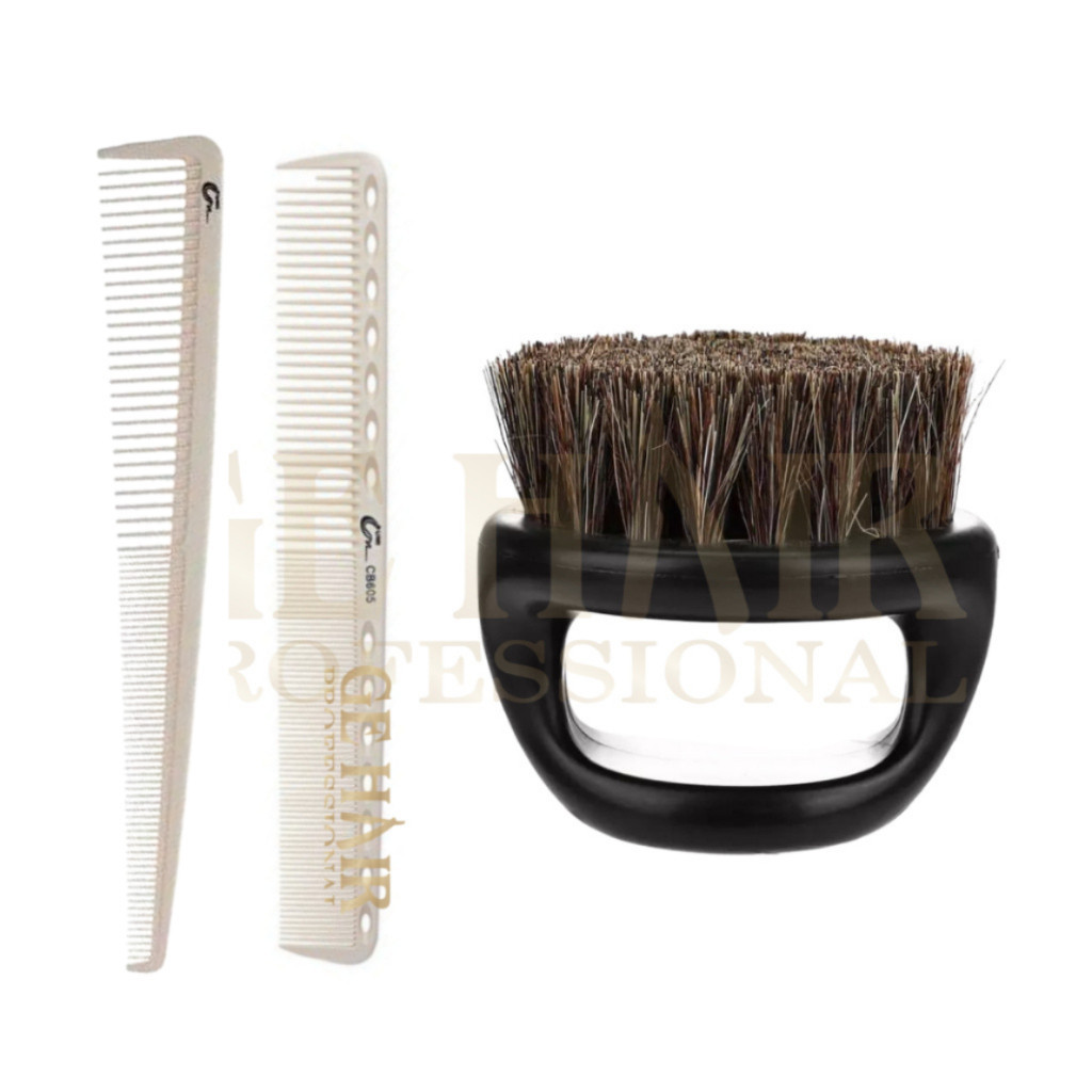 Kit Barbeiro Escovinha Dedos Disfarce + 2 Pentes Umi Carbono