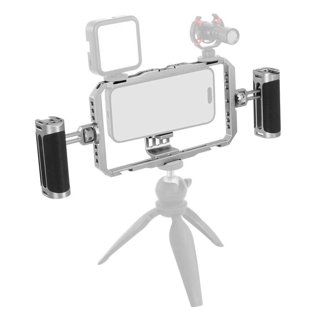 Gaiola Cage para Smartphone Mamen P-1 com 2 Punhos, 4 Sapatas Frias e Rosca 1/4 (Prata)