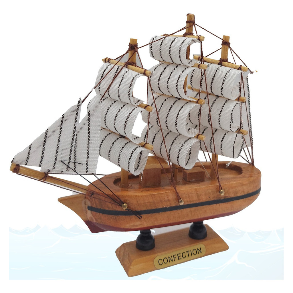 Barco 14 Cm Caravela Veleiro De Madeira Miniatura Decoração em Oferta na Shopee