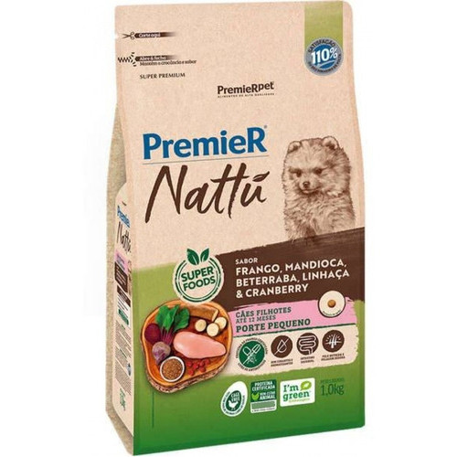 Ração Premier Nattu Cães Filhotes Porte Pequeno Mandioca 1kg