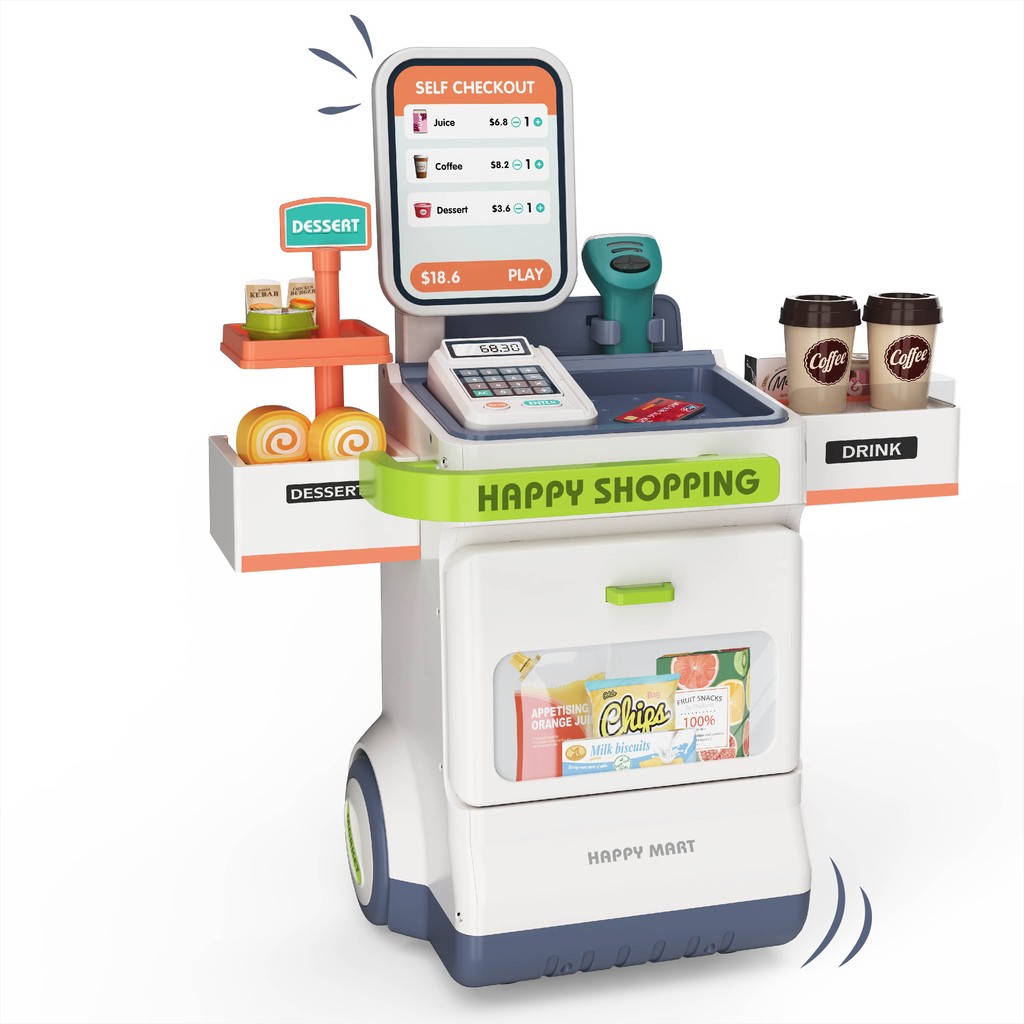 Caixa Registradora Brinquedo Educativo Lojinha Mercado Compras Scanner Sonoro Dinheirinho Falso Som