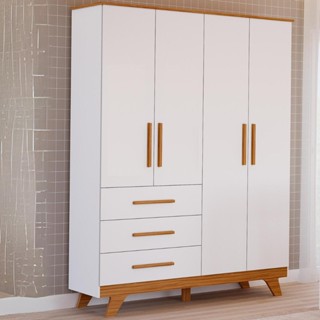 Guarda Roupa Infantil Retrô 100% MDF 4 Portas Lisa 3 Gavetas em Oferta na Shopee