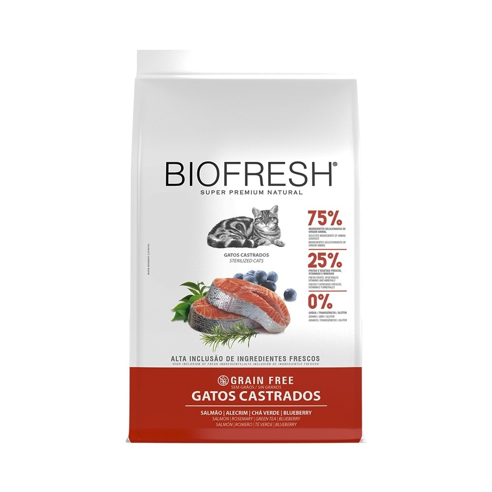 Ração Biofresh 400g Gatos Castrados Sabor Salmão, Maçã, Chá Verde e Bluberry em Oferta na Shopee