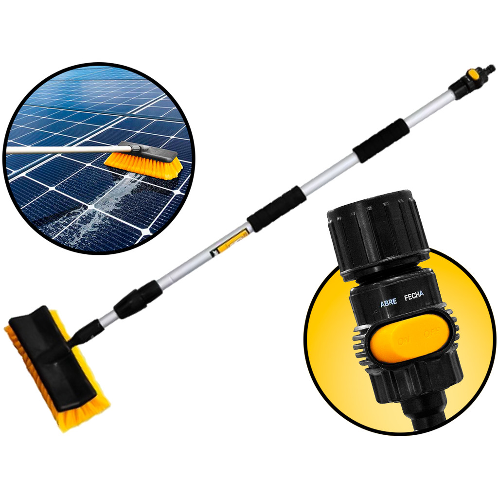 Vassoura Cabo Extensível Com Entrada De Água 1,70m Placa Solar Vonder Limpeza Pneu Vidro