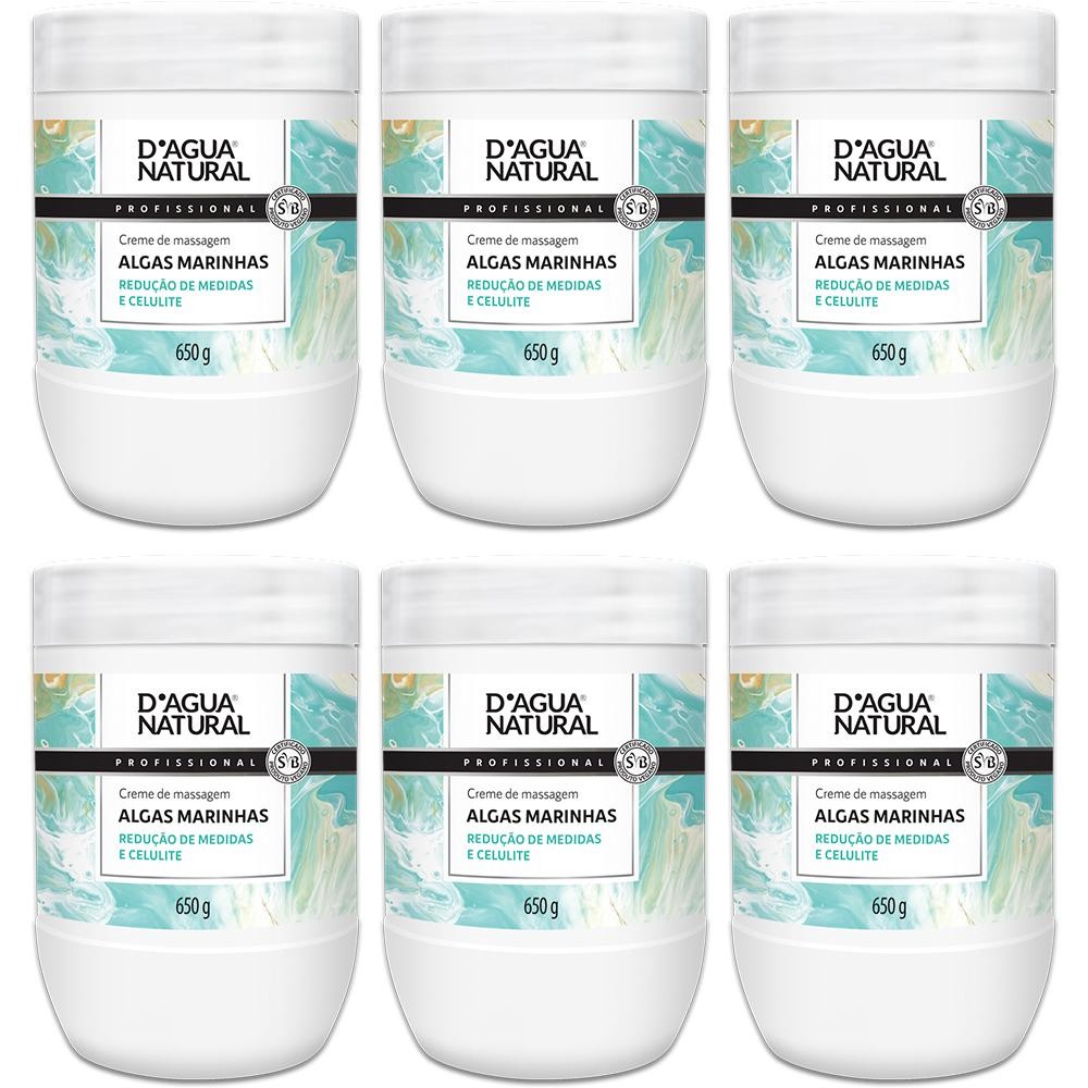 Imagem Kit 6 Potes Creme de Massagem Dagua Natural Algas Marinhas 650g Redução de Medidas e Celulite