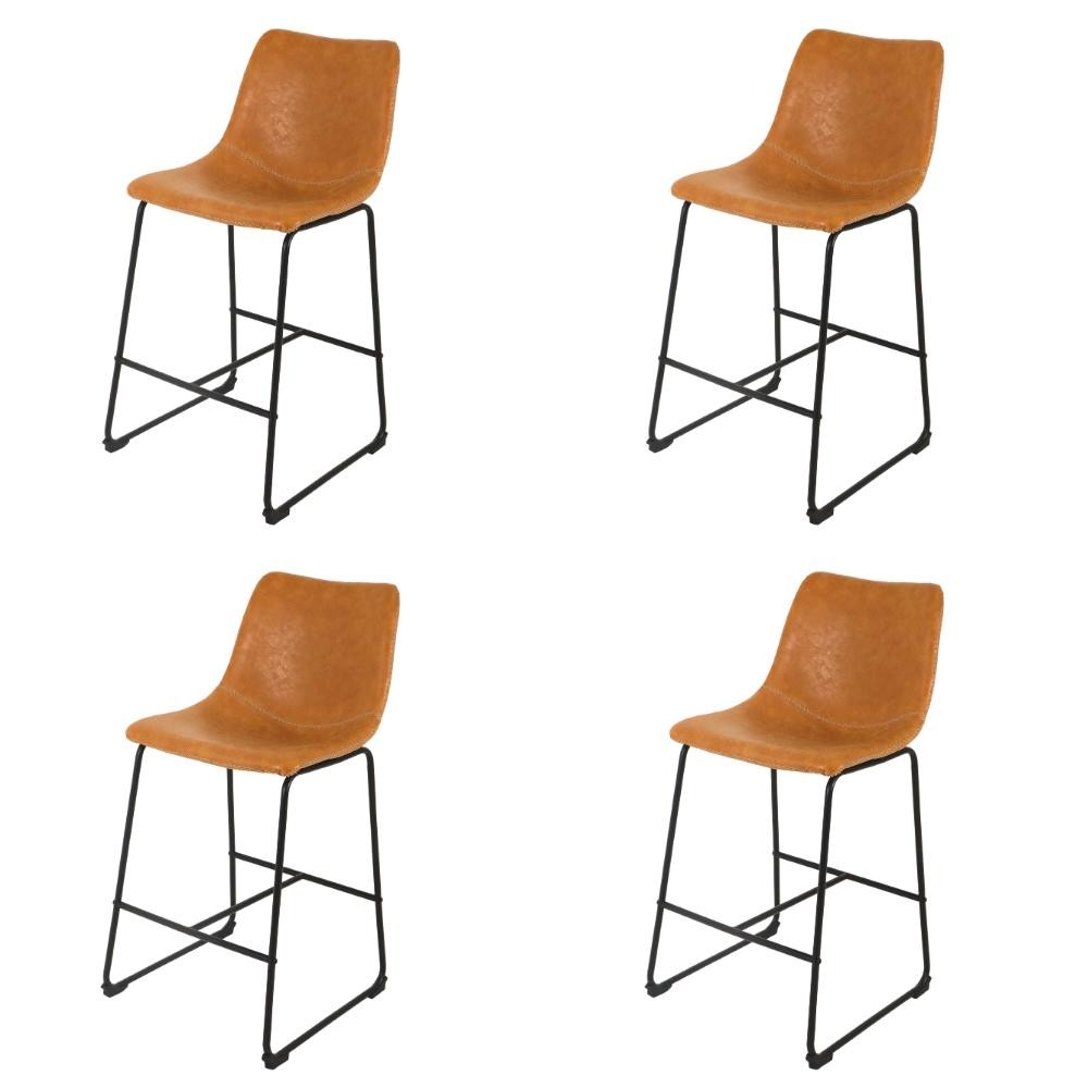 Kit 4 Banquetas de Cozinha Ilha Area Externa Bancada Estofadas Base Fixa Média Munich Caramelo em Oferta na Shopee