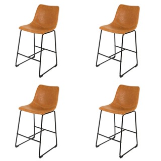 Kit 4 Banquetas de Cozinha Ilha Area Externa Bancada Estofadas Base Fixa Média Munich Caramelo em Oferta na Shopee