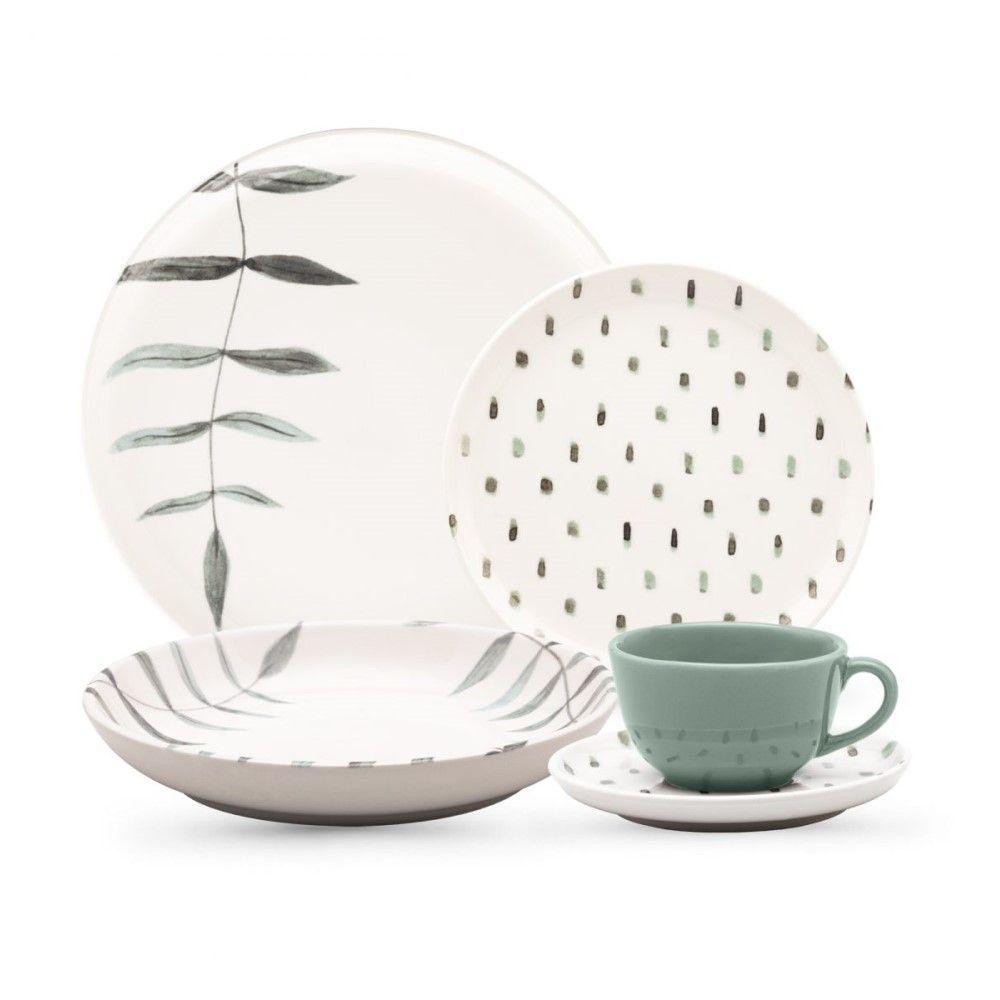 Aparelho De Jantar 20 Peças Flat Samambaia Oxford em Oferta na Shopee