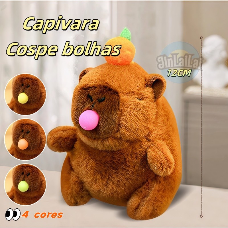 Boneca de pelúcia simulada de capivara descompressiva que pode fazer bolhas, pingente de mochila