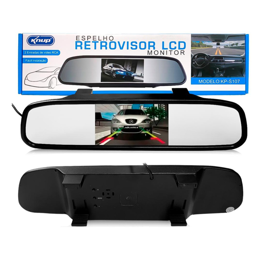 Espelho Retrovisor Visor De Câmera Ré Monitor Vídeo Lcd 4,3