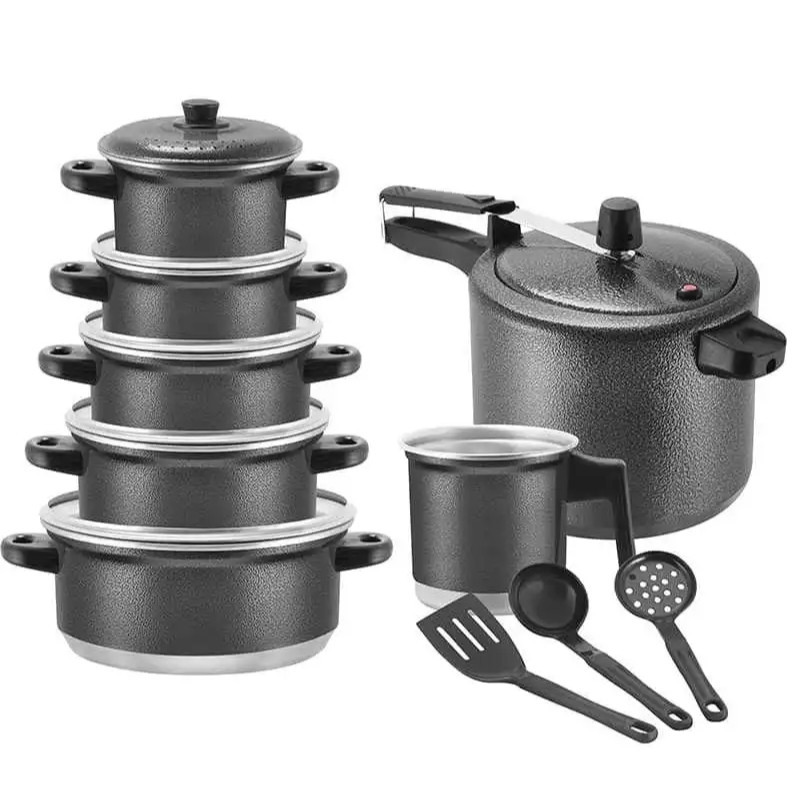 Kit 10 Peças Jogo de Panelas Conjunto Pressão Leiteira e Talhares Alumínio Extra Forte