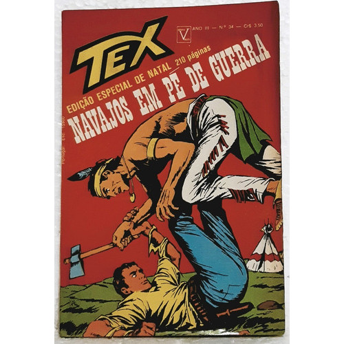 Hq Gibi Tex N° 34 - 1ª Serie - Vecchi 1973 Navajos Em Pé De Guerra - Faroeste / Velho Oeste