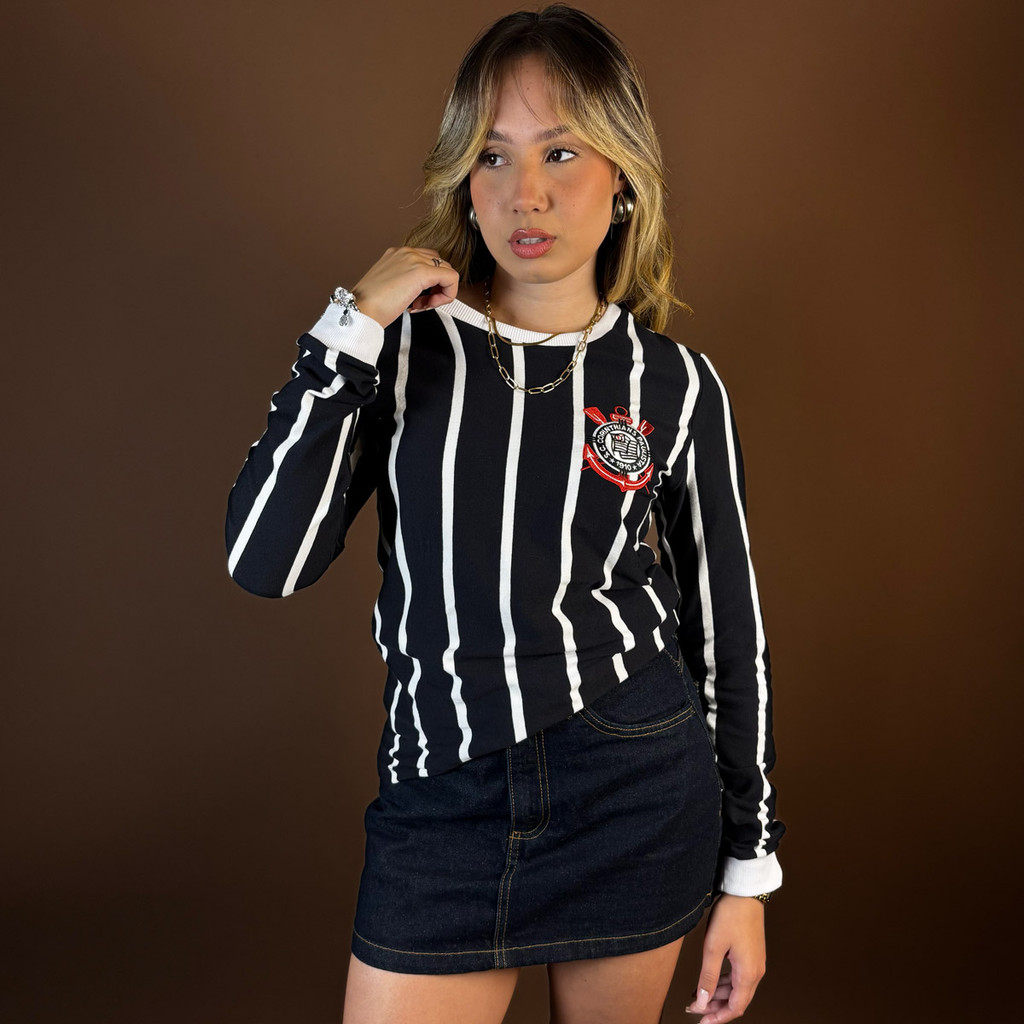 Camisa Corinthians Retrô Democracia Manga Longa Feminina Oficial em Oferta na Shopee