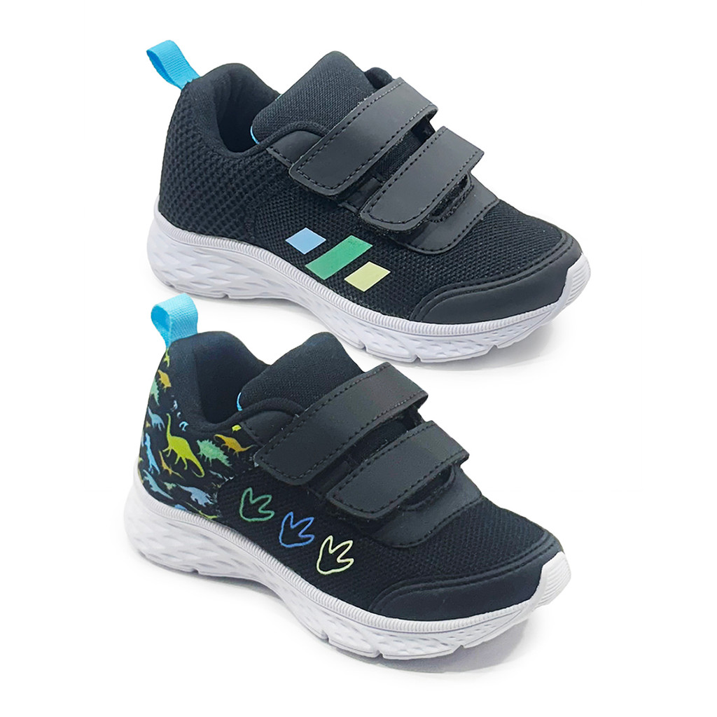 Kit 2 Tênis Dinossauro e Tênis Listra Velcro Menino e Menina Leve Confortável