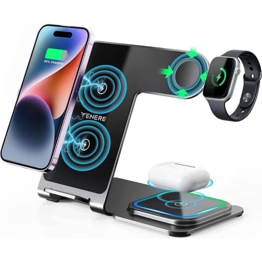 Carregador 3 Em 1 Para iPhone 14 E Watch Utra E AirPods
