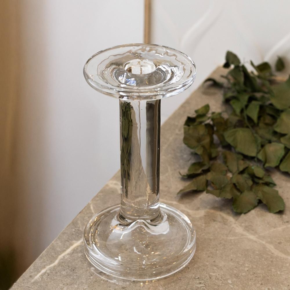 Castiçal para Vela Wolff Creta de Vidro 9cm x 9cm x 18,5cm em Oferta na Shopee