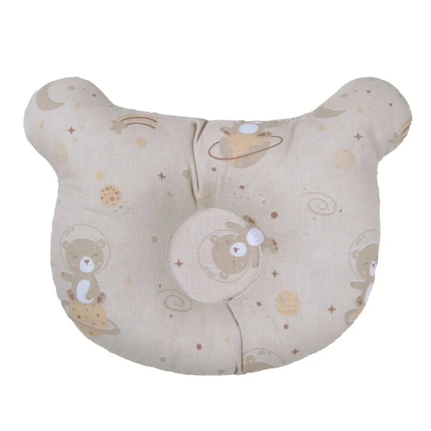 Travesseiro Bebê Bublim Anatômico Estampa Urso Bege