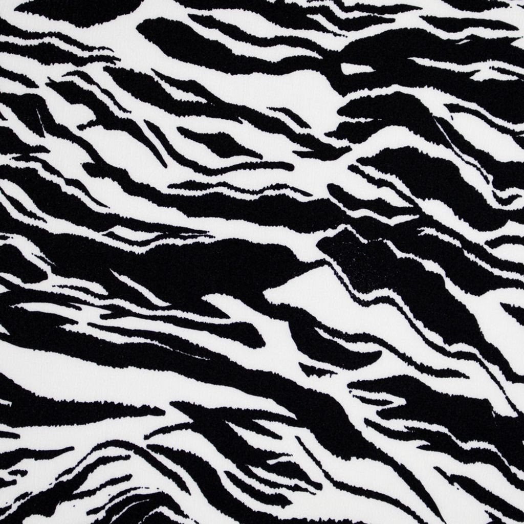 Crepe Larissa Estampado Tigre Preto e Branco Para Vestido Feminino Blusa Feminino Roupas Femininas