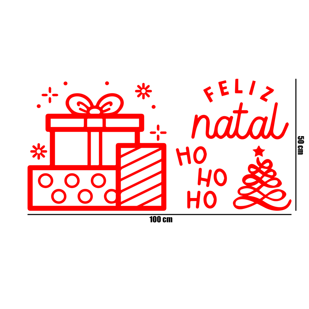 Adesivo de Recorte Feliz Natal - 50x100 cm  - Decoração/Natal/Parede