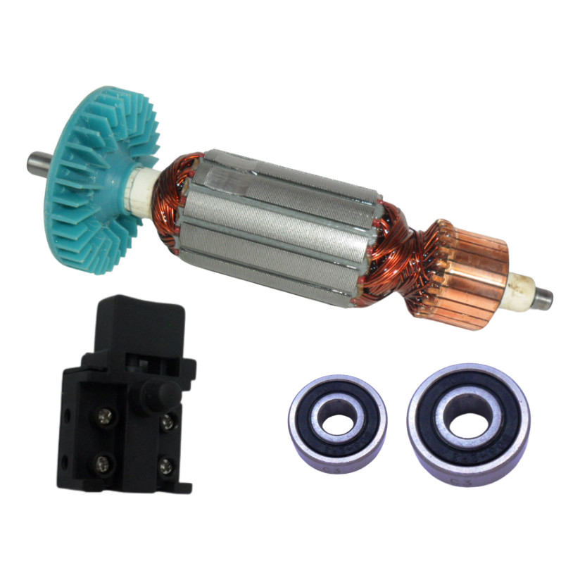 Induzido 220V + Rolamentos e Chave para Serra Mármore Bosch GDC34 / 1551.1
