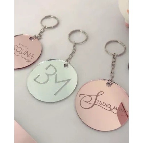 Chaveiro Acrílico Espelhado Personalizado Nome Lembrancinha Kit Brinde Casamento Empresa