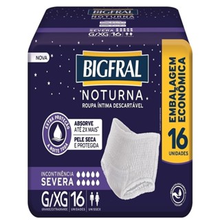 Fralda Descartável Adulto Bigfral Roupa Íntima  Noturna Tamanho G/XG - 4 Pacotes com 16 Fraldas - Total 64 Tiras em Oferta na Shopee