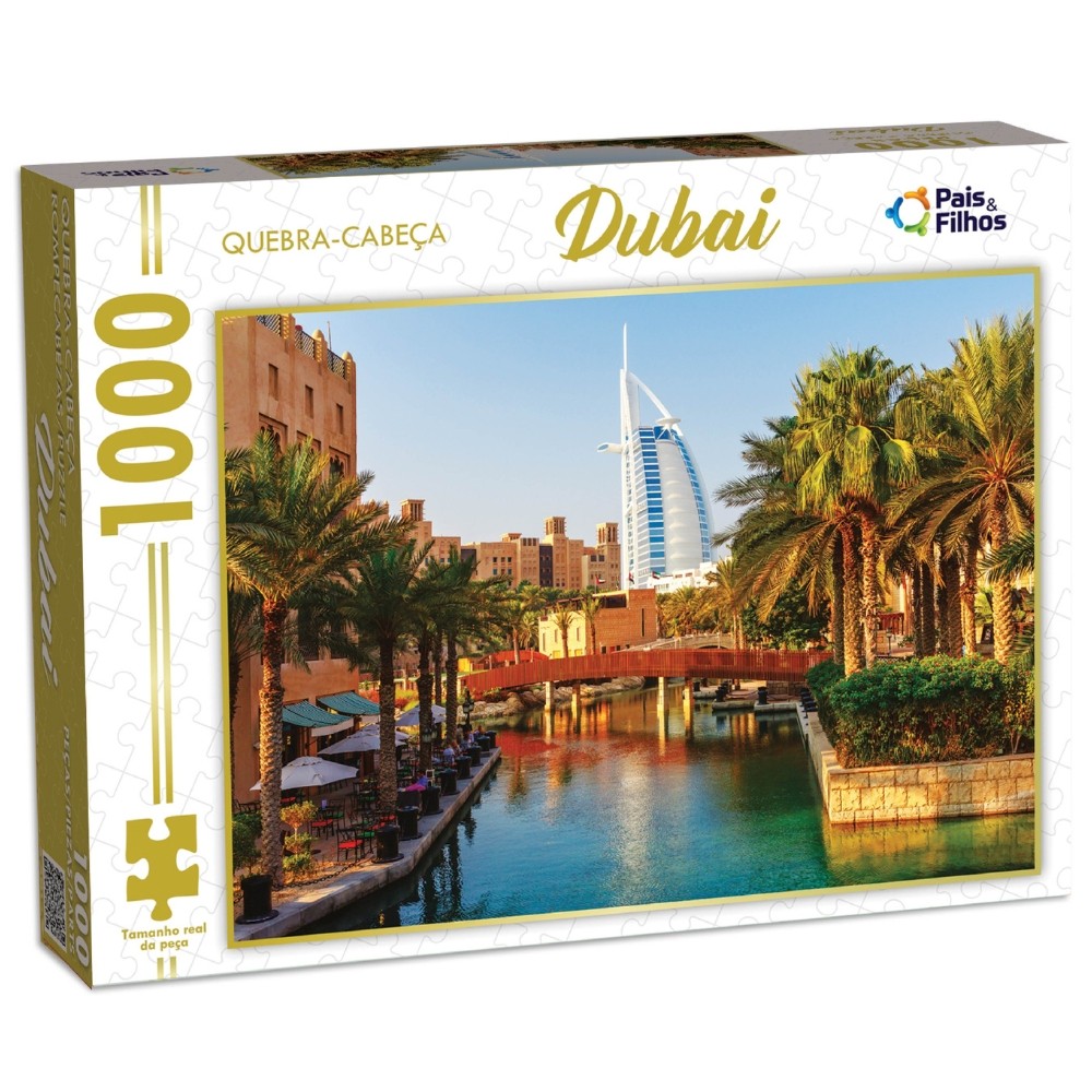 QUEBRA CABEÇA DUBAI 1000 PEÇAS PAIS E FILHOS PUZZLE PAISAGEM PONTO TURÍSTICO BURJ AL ARAB ÁRABE ÁSIA - Mom & Baby