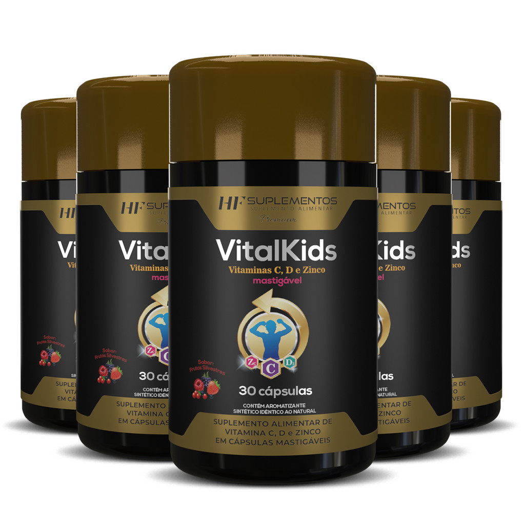 5X VITALKIDS VITAMINA C D ZINCO INFANTIL 30CAPS MASTIGAVEL