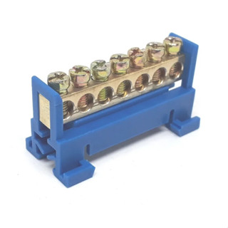 Barramento 7 Furos Com Suporte Din Azul - Neutro em Oferta na Shopee