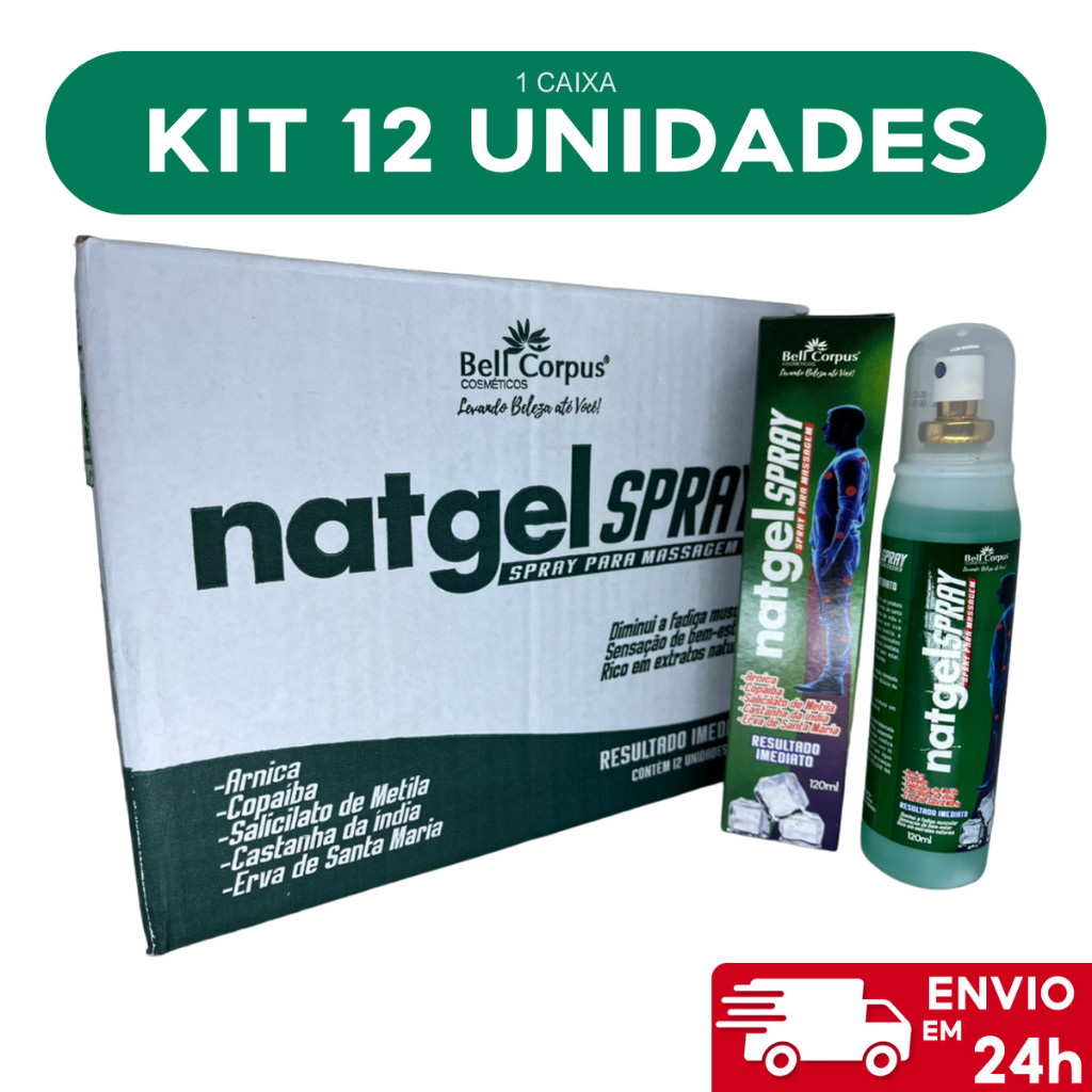 Kit 12 - Gel Massageador Natgel 120g Spray - Bell Corpus