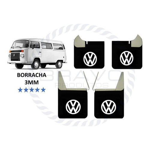 Kit Apara Barro Lameiro Borracha  Inox Kombi C/ Logo Volks W