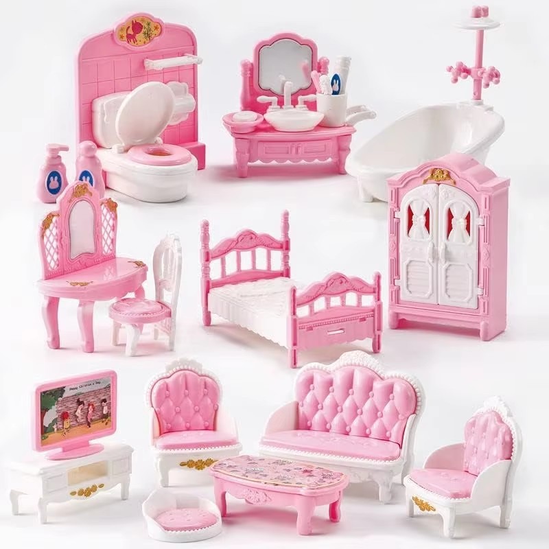 1 : 12 Conjunto De Móveis Para Casa Em Miniatura-Beliche Quarto Sala De Estar Cozinha Acessório De Banheiro Bonecas Brin
