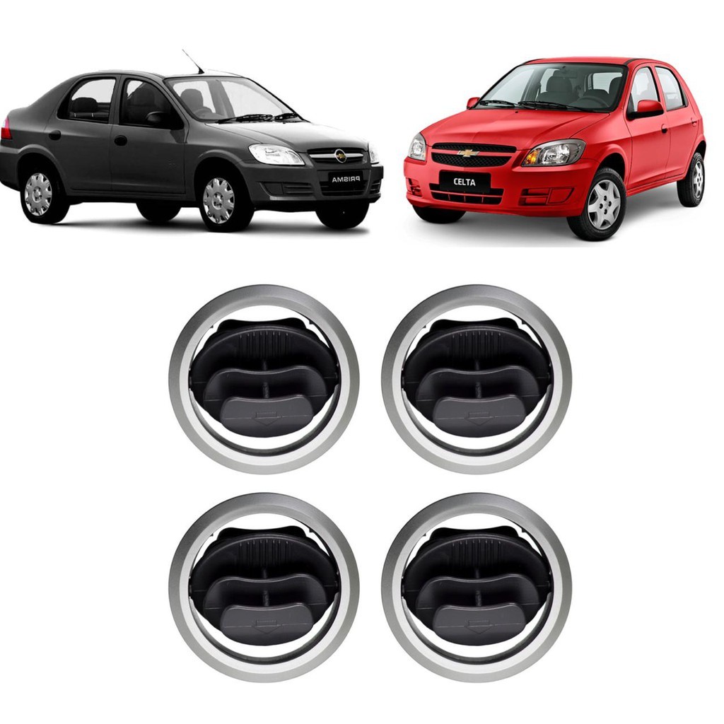 Difusor Saida Ar Celta Prisma Aro Prata central e lateral 2006 2007 2008 2009 2010 2011 2012