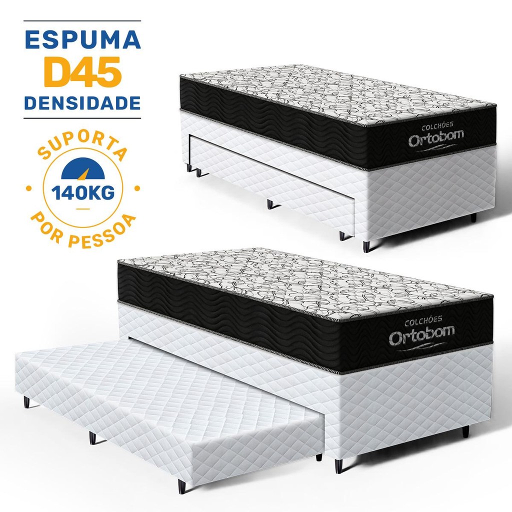 Bicama Box + Colchão de Espuma D45 Ortobom com Cama Auxiliar em Oferta na Shopee